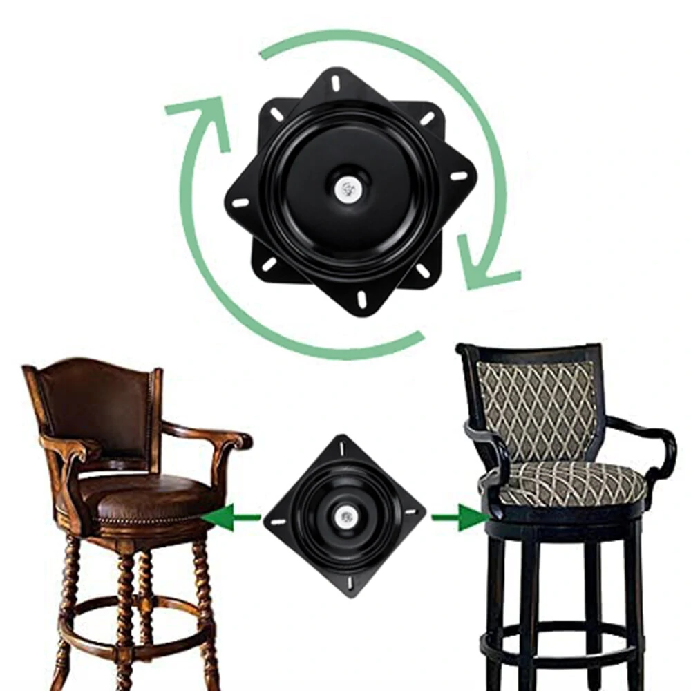 4Pcs 7 Inch Square Swivel Plate Replacement - 360 Degree Rotation Mechanism for Bar Stool & Recliner Chair - Image 2