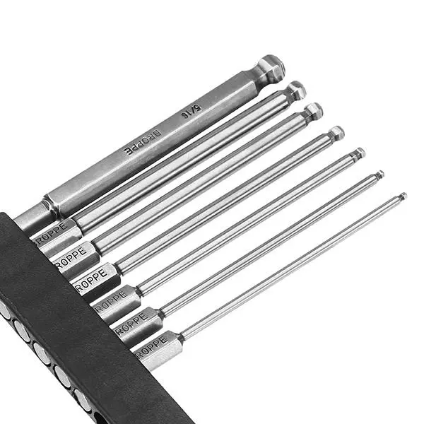 Broppe 7pc SAE 5/64-5/16 100mm Magnetic Ball Bit 1/4 Hex Shank - Image 5