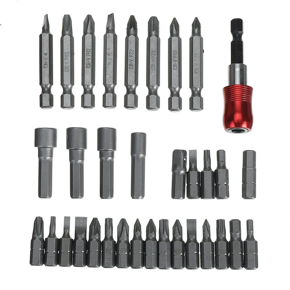 Hi-Spec 34Pcs 1/4 Shank Screwdriver Bit Set | Chromium Vanadium Sleeve Set - Image 3