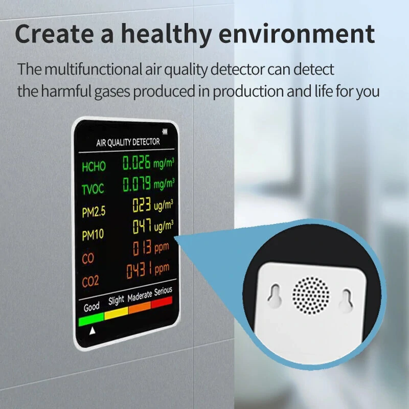 6-in-1 Air Quality Monitor - PM2.5 PM10 HCHO TVOC CO CO2 Tester for Home Office - Image 4