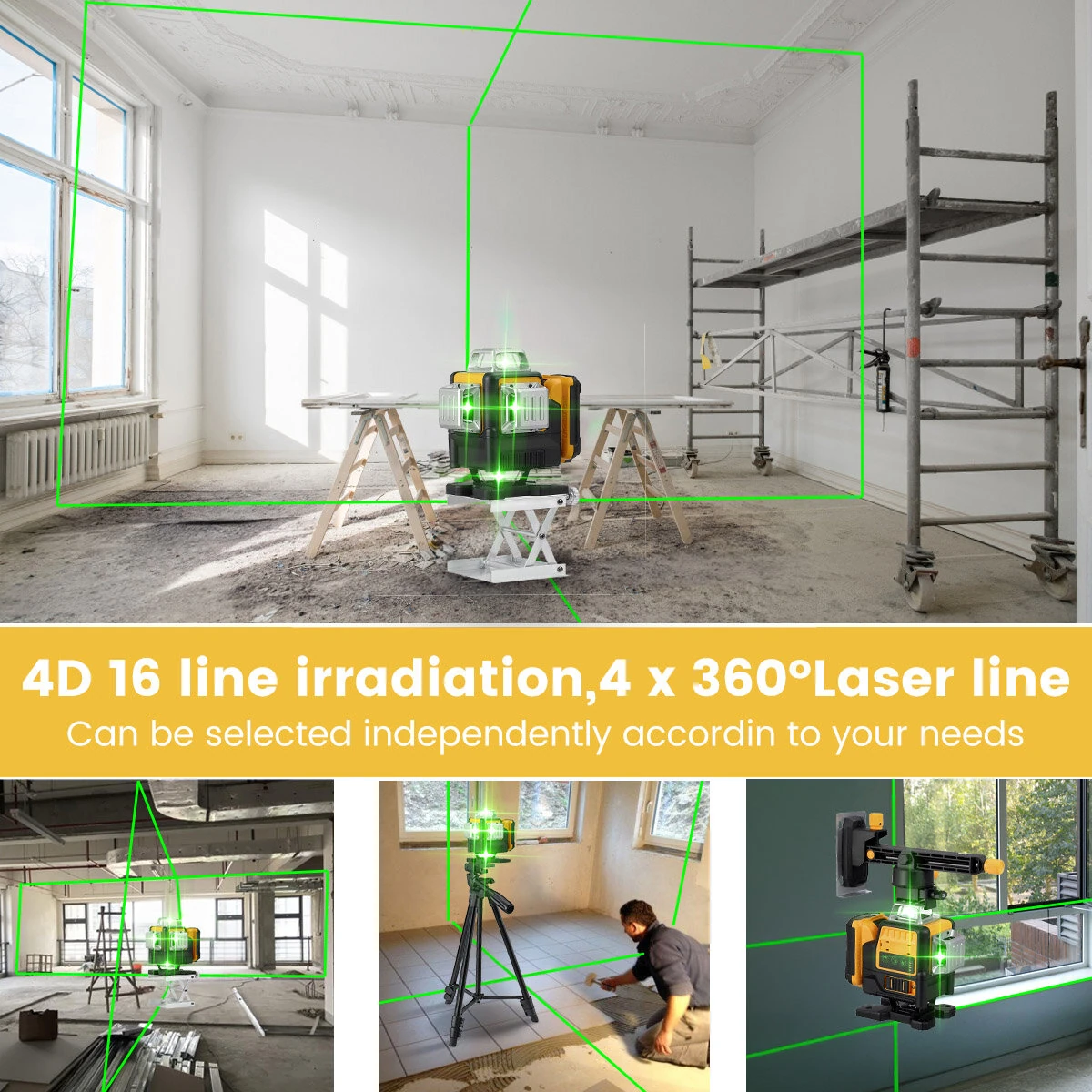 Mustool 4D 16 Line Green Laser Level | Self-Leveling | High Precision ±0.3mm/m - Image 2