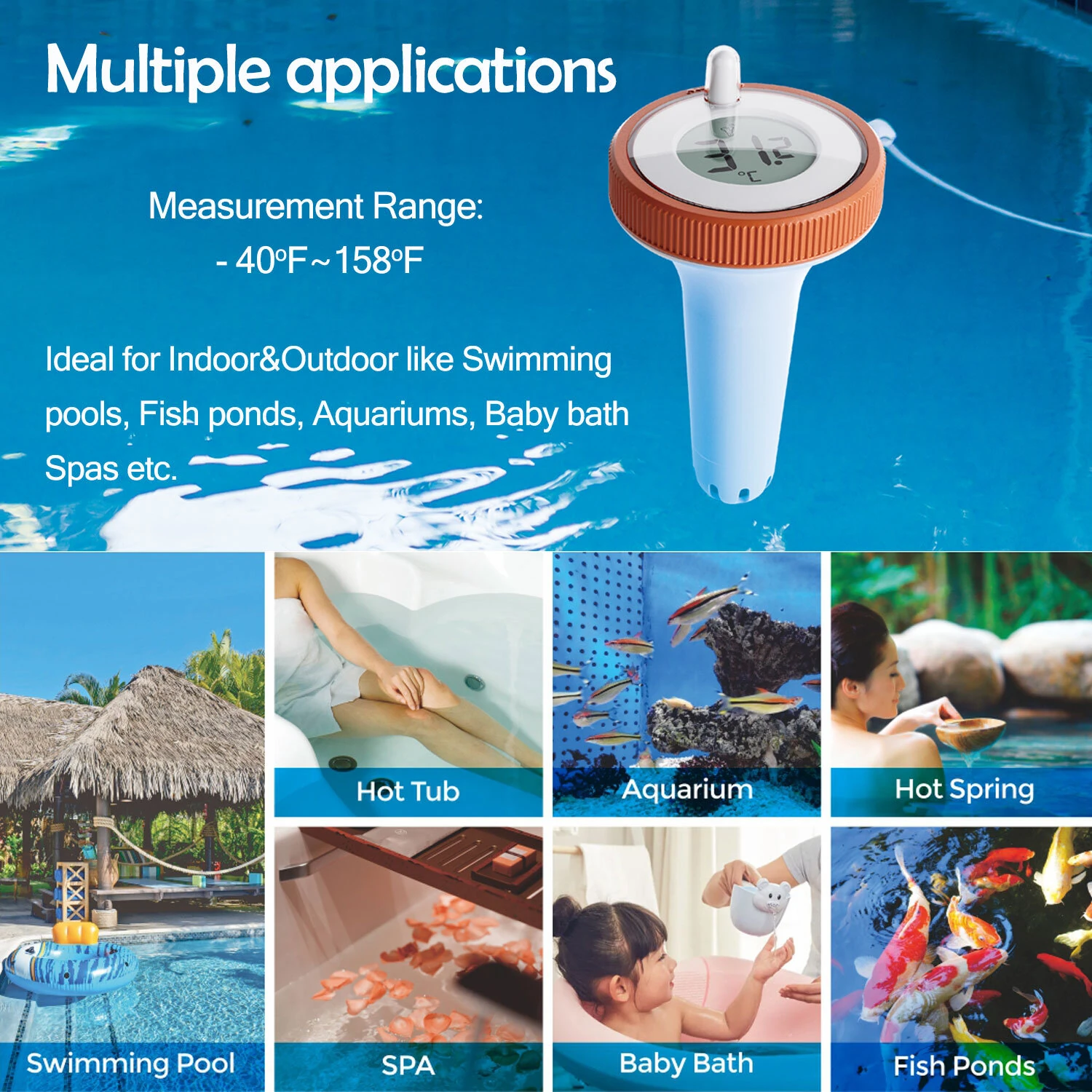 Wireless Pool Thermometer - 200ft Range Digital Hygrometer | 3 Channel Sensor - Image 5