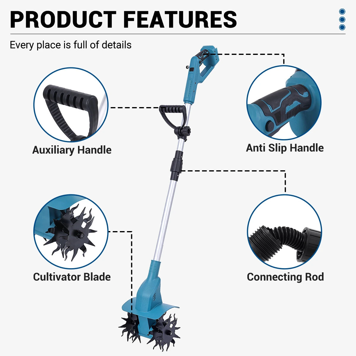 Drillpro Electric Cultivator | 21V 1500W Brushless Motor | 2 Batteries & Handheld - Image 5