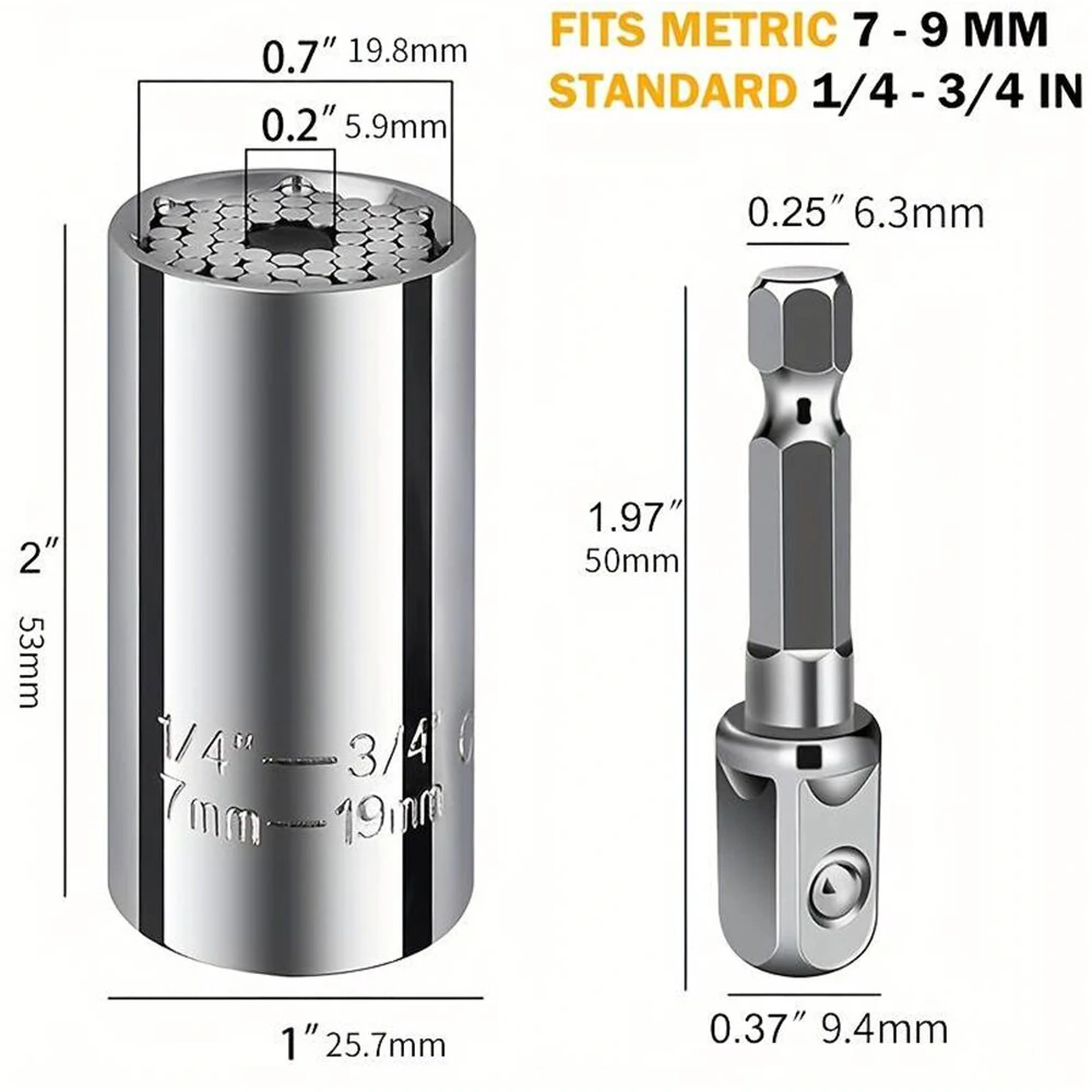 Universal 7-19mm Magic Grip Socket Wrench | Torque Wrench Head & Drill Ratchet Sleeve - Image 5