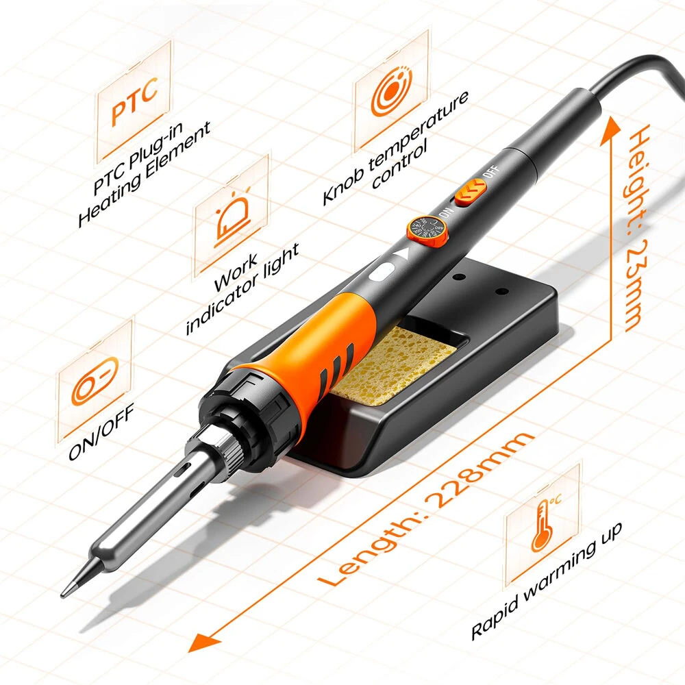 12Pcs Soldering Iron Premium Kit | 60W Adjustable Temperature 200-450°C | Ceramic Heater - Image 5