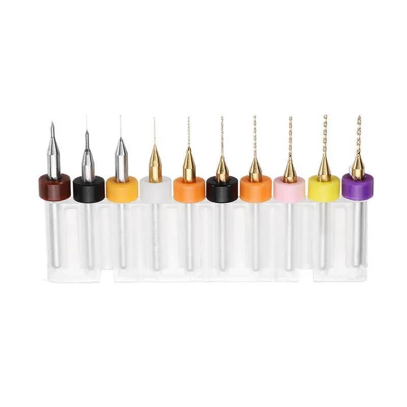 Drillpro 10pcs Titanium Coated Tungsten Carbide PCB Drill Bits Set | Micro Size - Image 5
