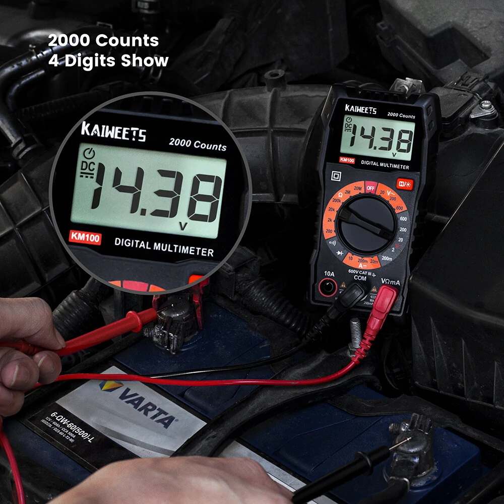 KAIWEETS KM100 Digital Multimeter - AC/DC Voltage & Current Tester - Electrician & DIY Use - Image 5