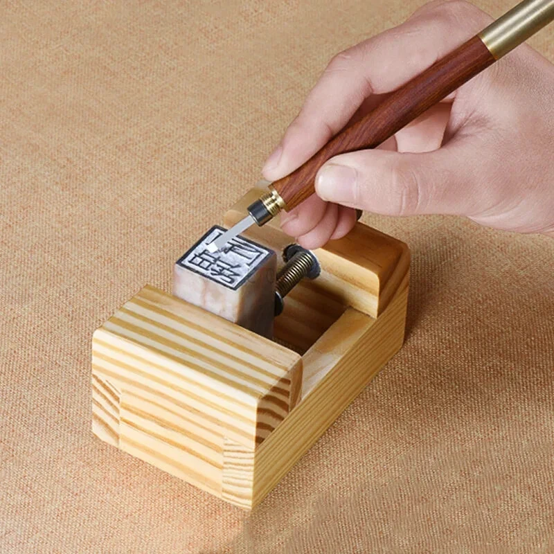 Carbide Engraving Chisel Set with Split Stamp Knife - Woodworking Stone Knife for Seal & Letters | Portable Bag - Image 2