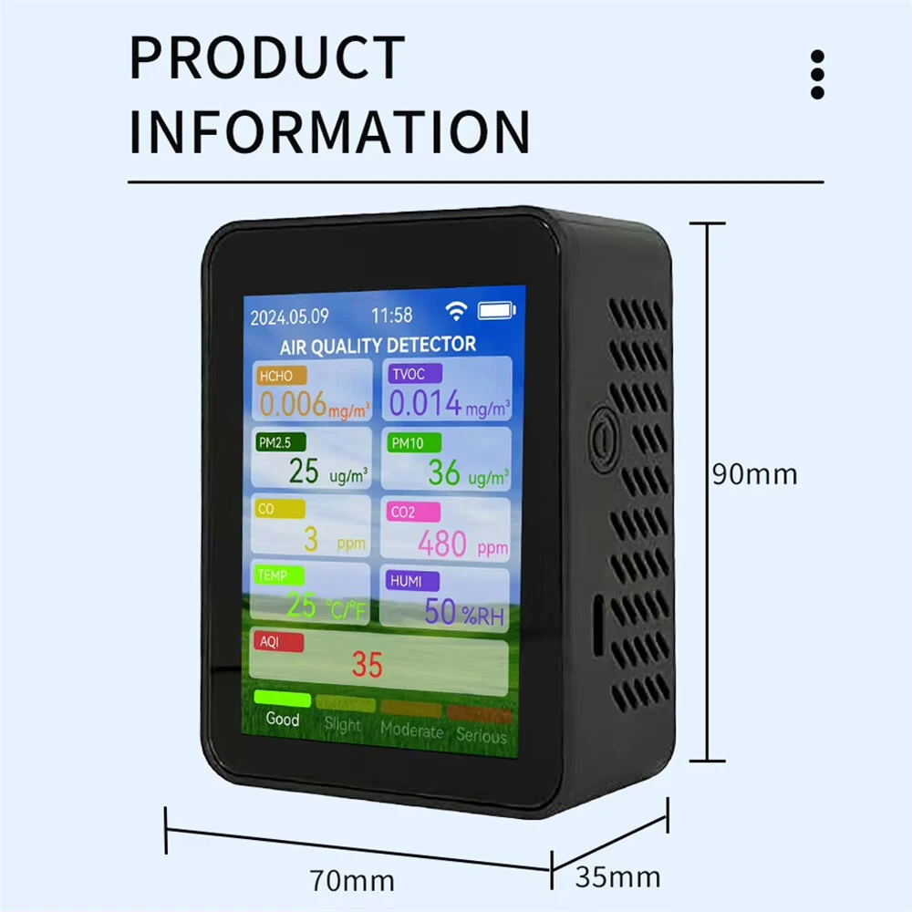 Tuya WiFi Air Quality Monitor - 14-in-1 Sensor for CO2 HCHO PM2.5 | Portable - Image 3