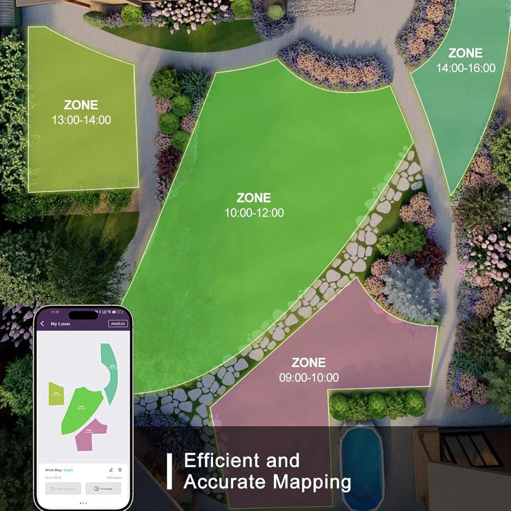 N1000 Robotic Lawn Mower for 0.75 Acres | RTK GPS & AI Navigation | Virtual Boundary | App Control - Image 4