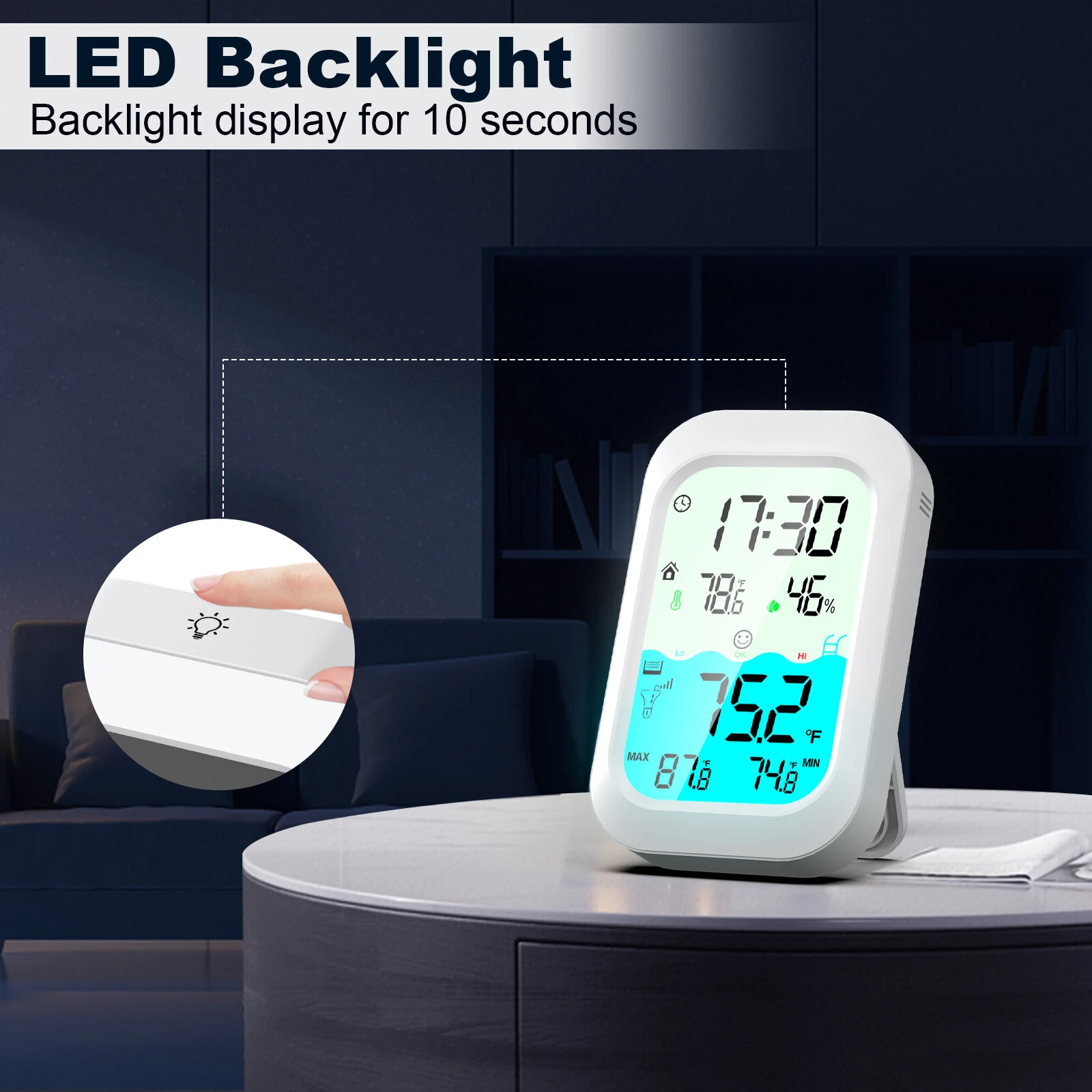 MESTEK CP02 Wireless Pool Thermometer - 500ft Range LED Backlight Waterproof - Image 5
