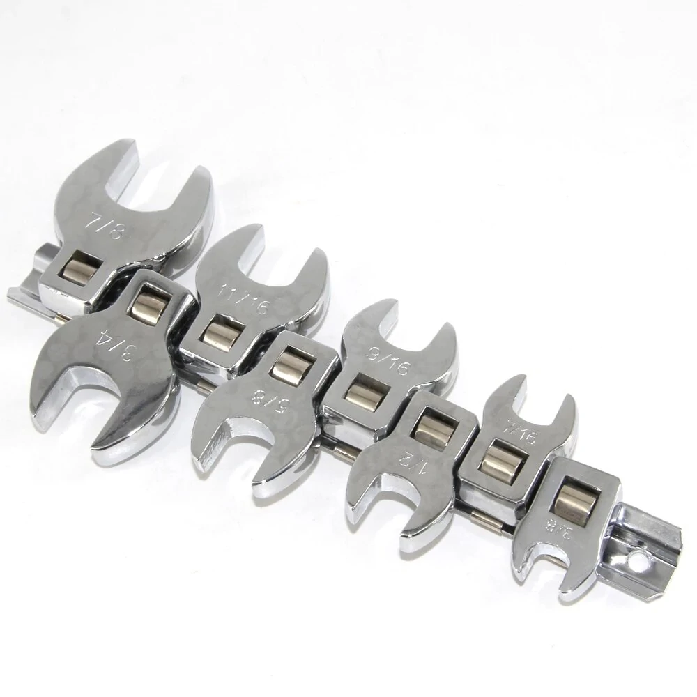 8 Pc SAE Crowfoot Wrench Set - 3/8 to 7/8 Inch Drive - Chrome Plated - Image 3