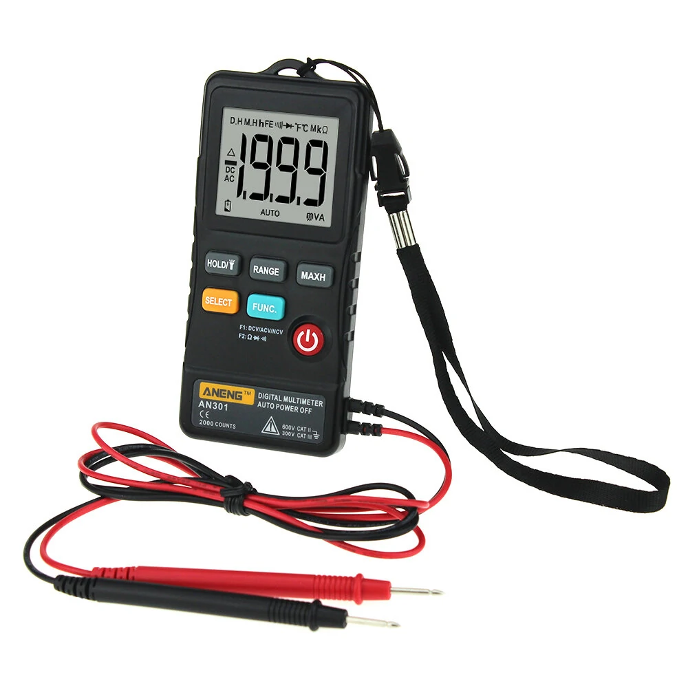ANENG AN301 True RMS Digital Multimeter - 1999 Counts, Push Button, Flashlight - Image 3