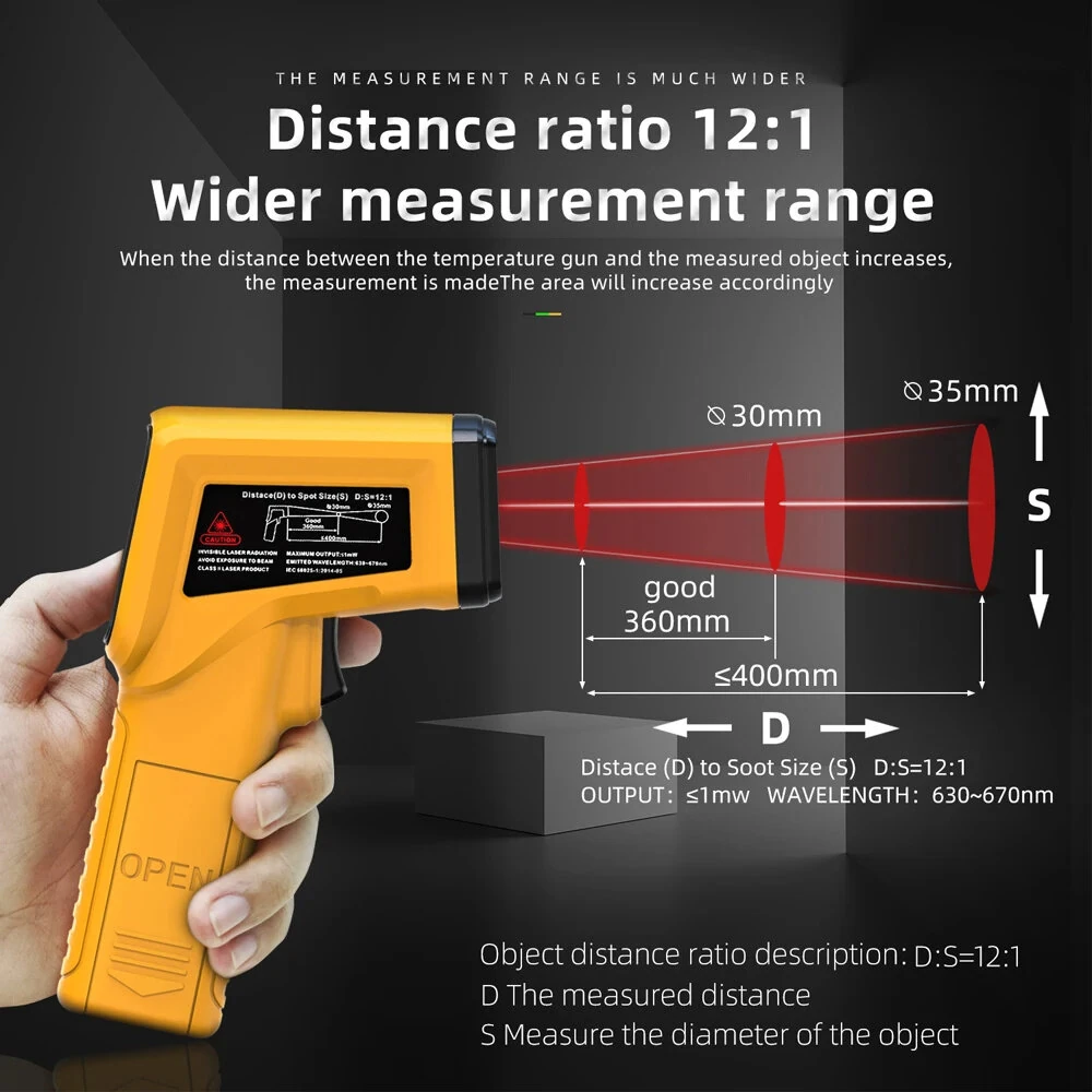 BSIDE H2 Infrared Thermometer -50° to 530°F | Non-Contact Laser | 12:1 Ratio - Image 4