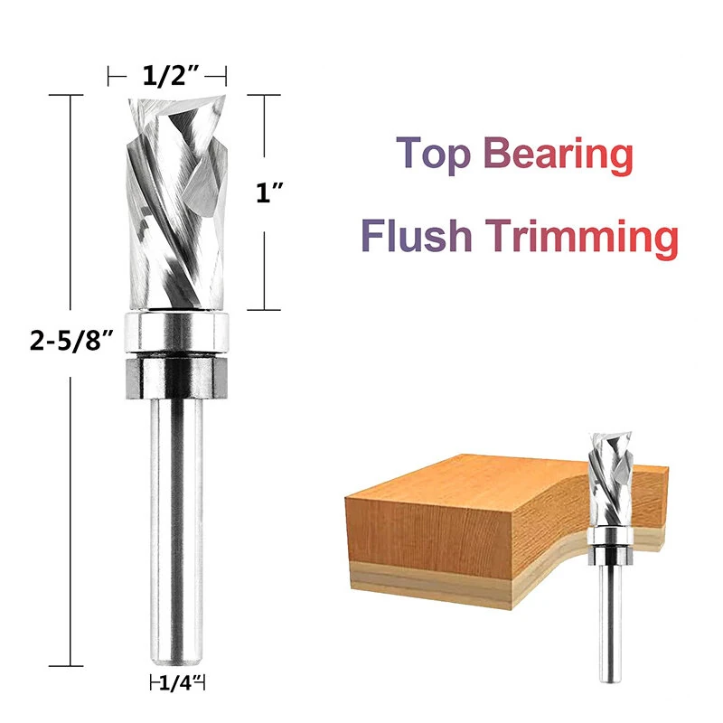 Whiteside Router Bits 1/4 Inch Shank Spiral Flush Trim Bit | 1/2 Inch Cutting Diameter - Image 3