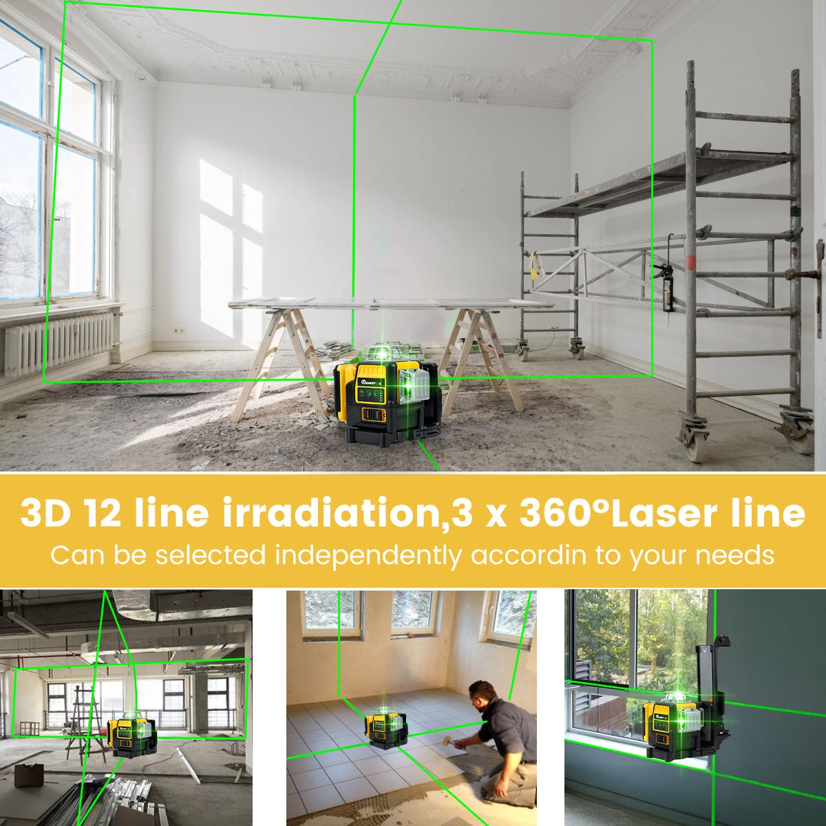Mustool 3D 12-Line Green Laser Level | Self-Leveling 500nm High Precision - Image 2