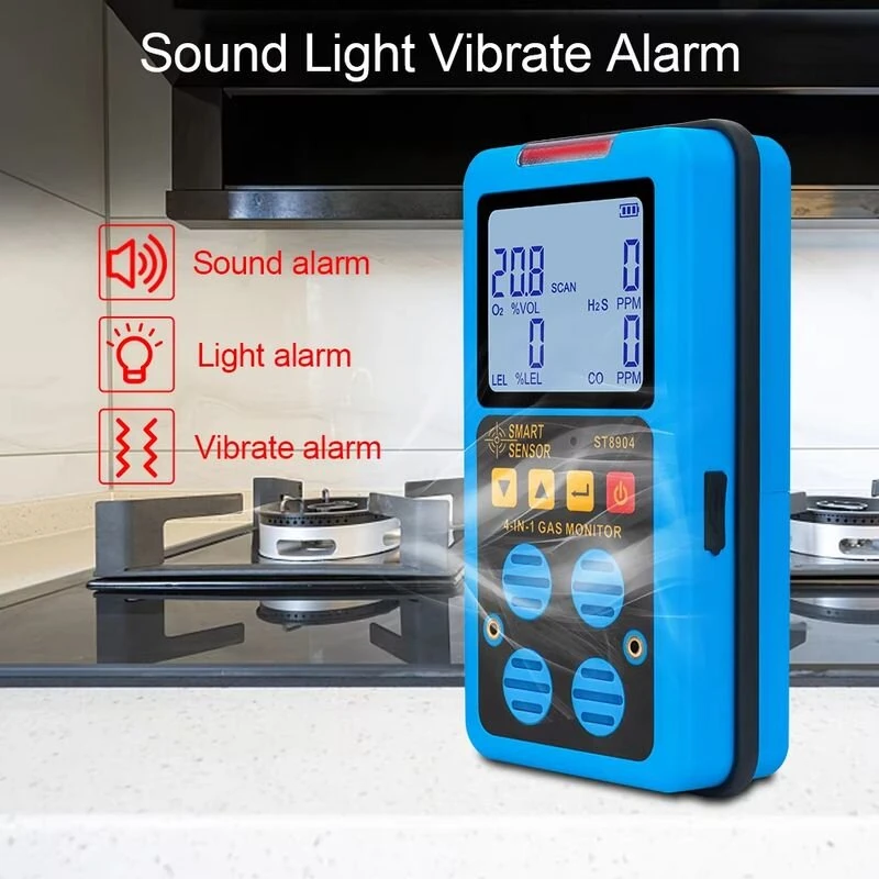 SMART SENSOR ST8904 Portable Gas Monitor | Rechargeable Multi-Gas Detector with LCD Display - Image 2