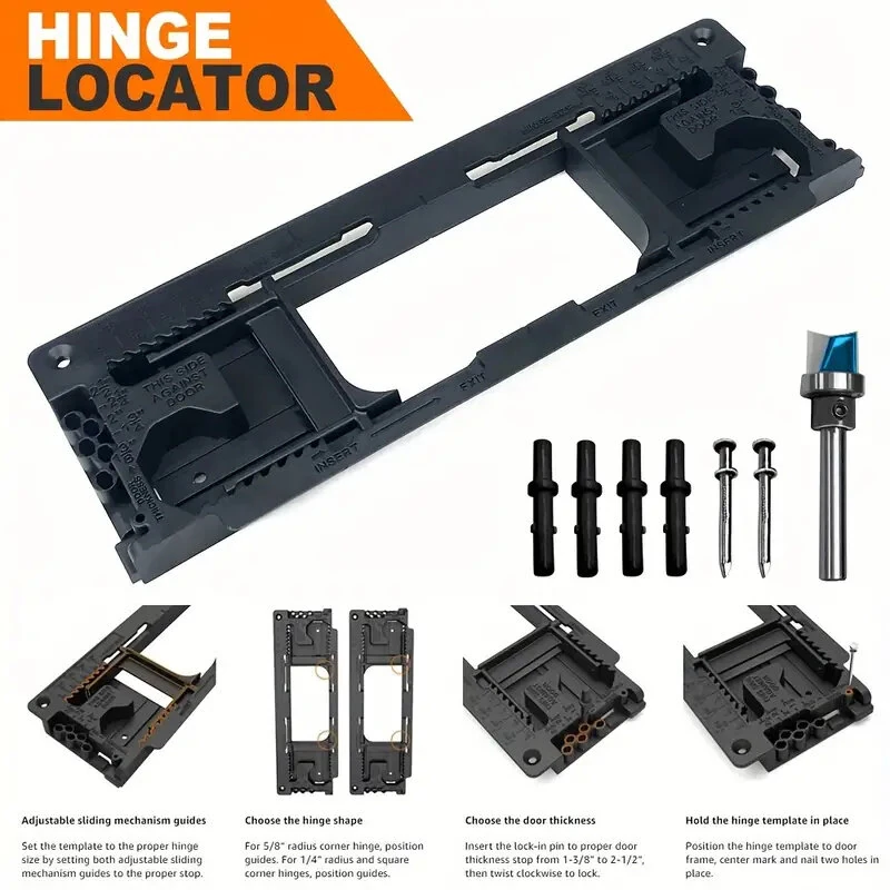 EZYARC Hinge Router Template Kit - Adjustable for 2.5 to 6 Inch Hinges | Square & Round Corners | Easy Installation - Image 3