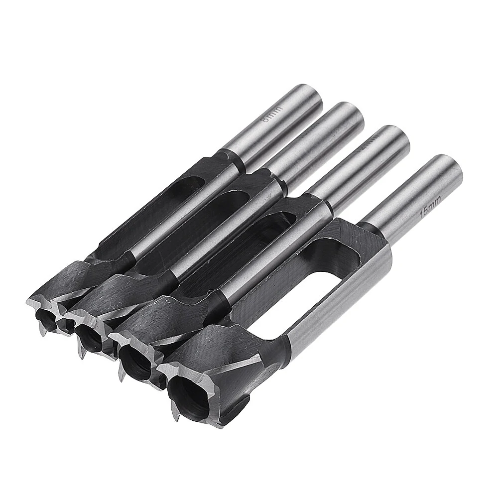 Drillpro 4pc Tenon Dowel Plug Drill Set - 8/10/12/15mm Tapered Cutter | 13mm Shank - Image 2