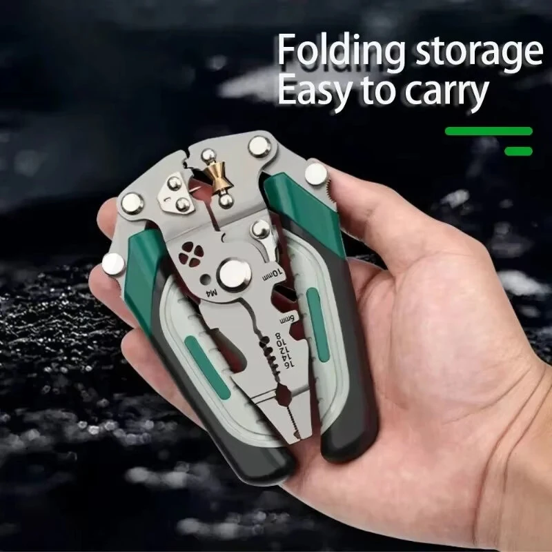 Foldable Wire Stripper - Multifunctional Crimping Pliers with Anti-Slip Handle - Image 5