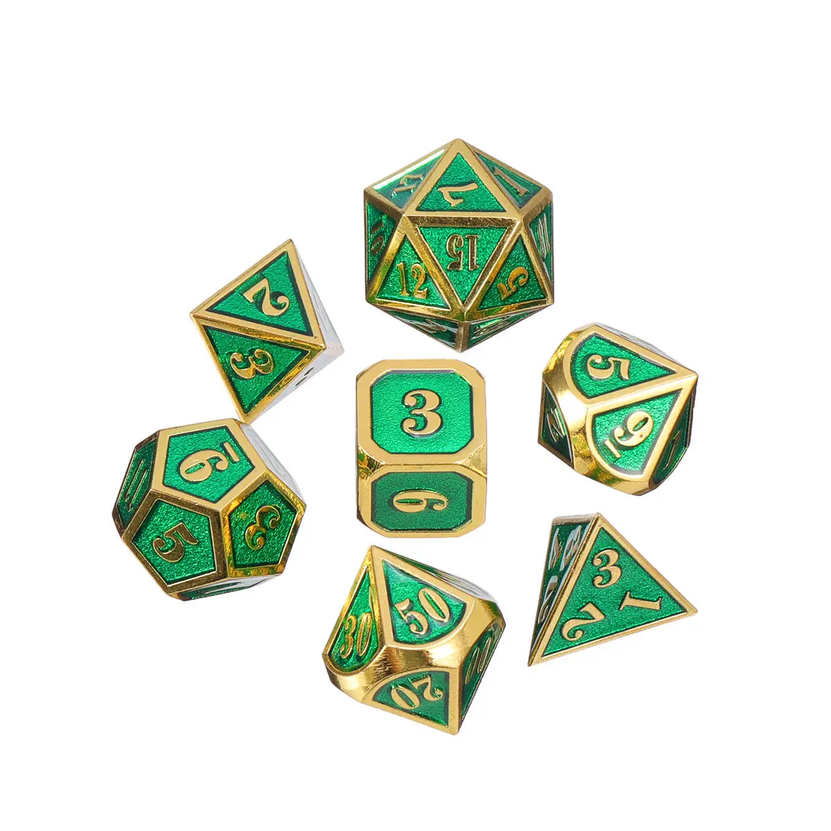 7Pcs Heavy Duty Metal Polyhedral Dice Set - Antique RPG Role Playing Game Dice - Image 3