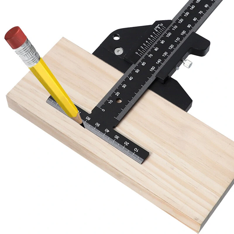 Aluminum Alloy T-Type Drawing Ruler - Detachable Multifunctional DIY Woodworking Tool - Image 2