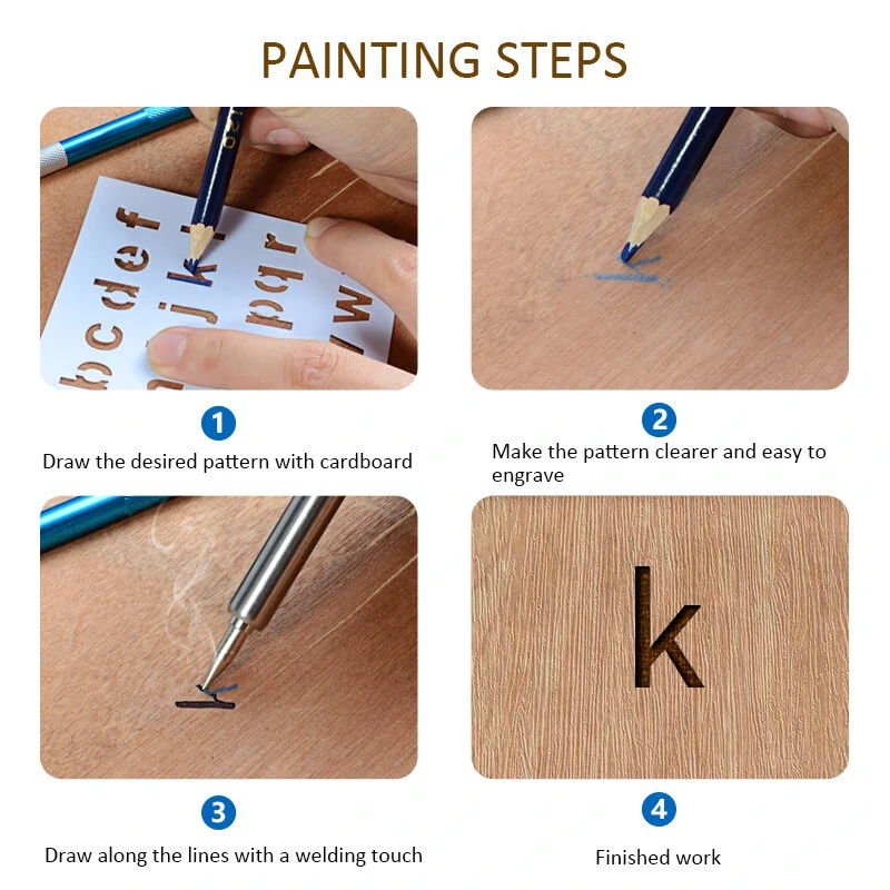 Handskit 60W Adjustable Temperature Soldering Iron | Wood Burning & Pyrography Pen Kit - Image 5