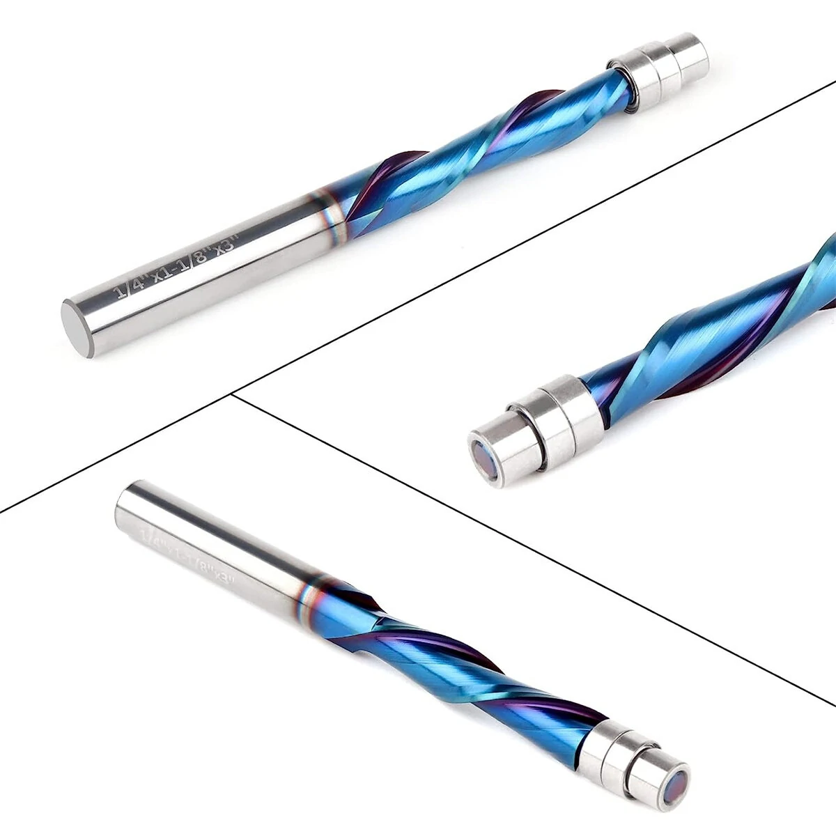 Premium Carbide Spiral Flush Trim Router Bit Set | 1/4 Inch Shank with Ball Bearings | High Durability Woodworking Tool - Image 3