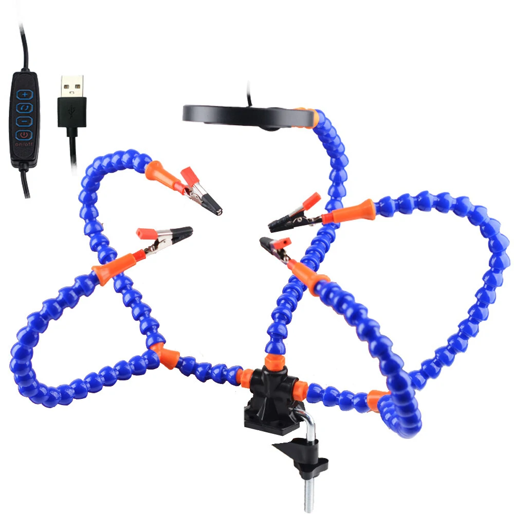 Multifunctional Welding Bracket Arm - 5 Arms with 3 Holes & Magnifying Glass | Universal Third Hand Tool for Assembly Repair - Image 3