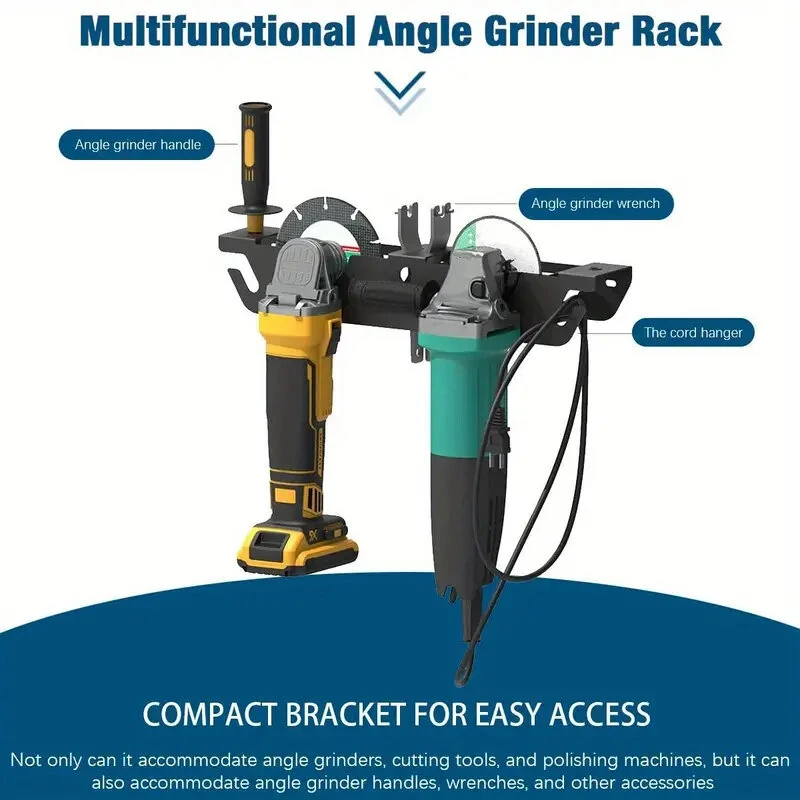 Dual Bay Angle Grinder Rack - Wall Mount Storage Stand for 2 Grinders | Metal - Image 2