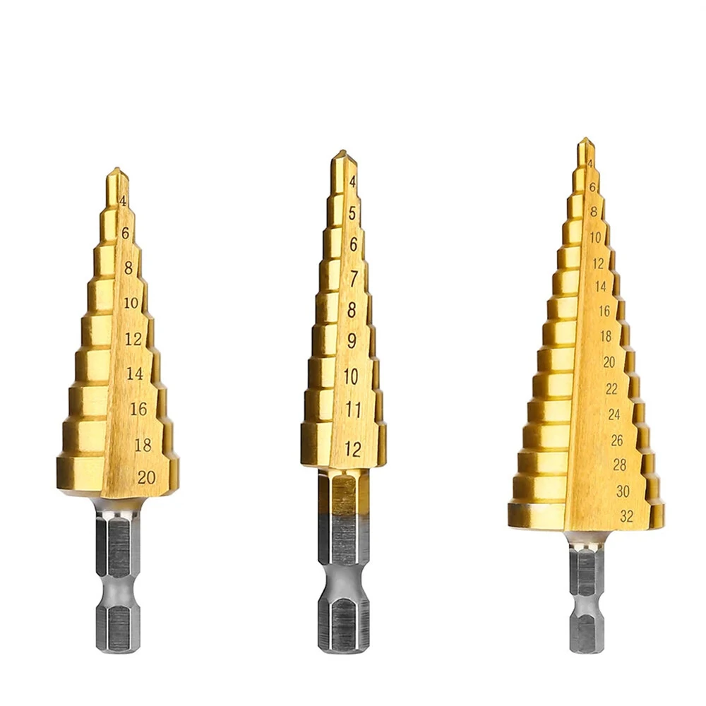 3PCS HSS Titanium Drill Bits Set | 4-32mm for Steel Wood Plastic | 3-Sided Shank & Portable Bag - Image 3
