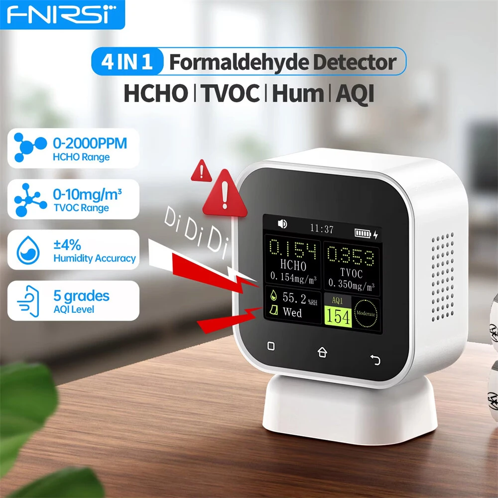 FNIRSI SFD-02 4-in-1 Air Quality Monitor | HCHO TVOC Detector | Touchscreen - Image 2