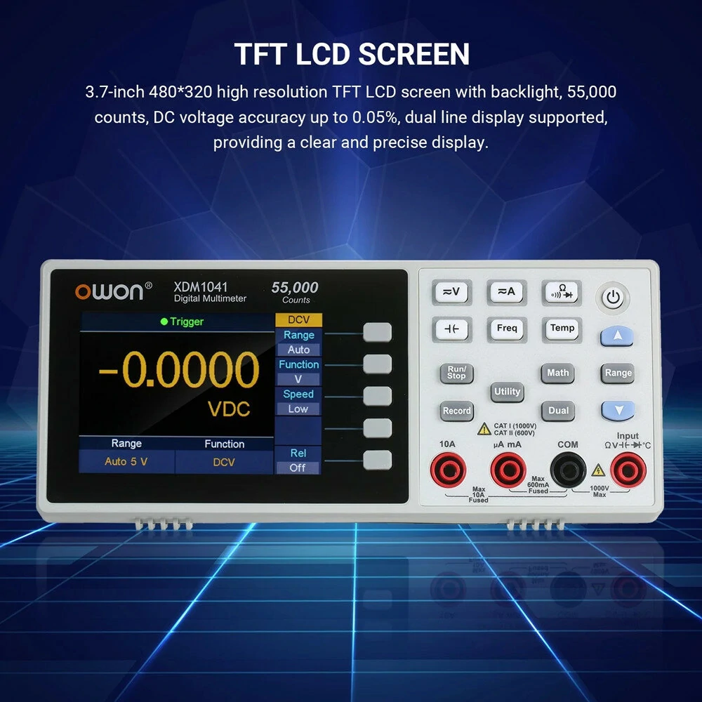 Owon XDM1041 Digital Multimeter | 55000 Counts High Accuracy | 3.5-inch TFT LCD Screen - Image 3