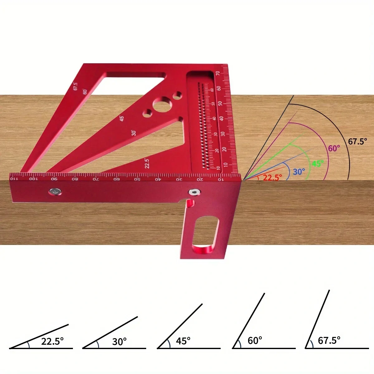 JIGHOLE 3D Multi-Angle Measuring Ruler - Aluminum T-Square Tool for Woodworking - Image 4
