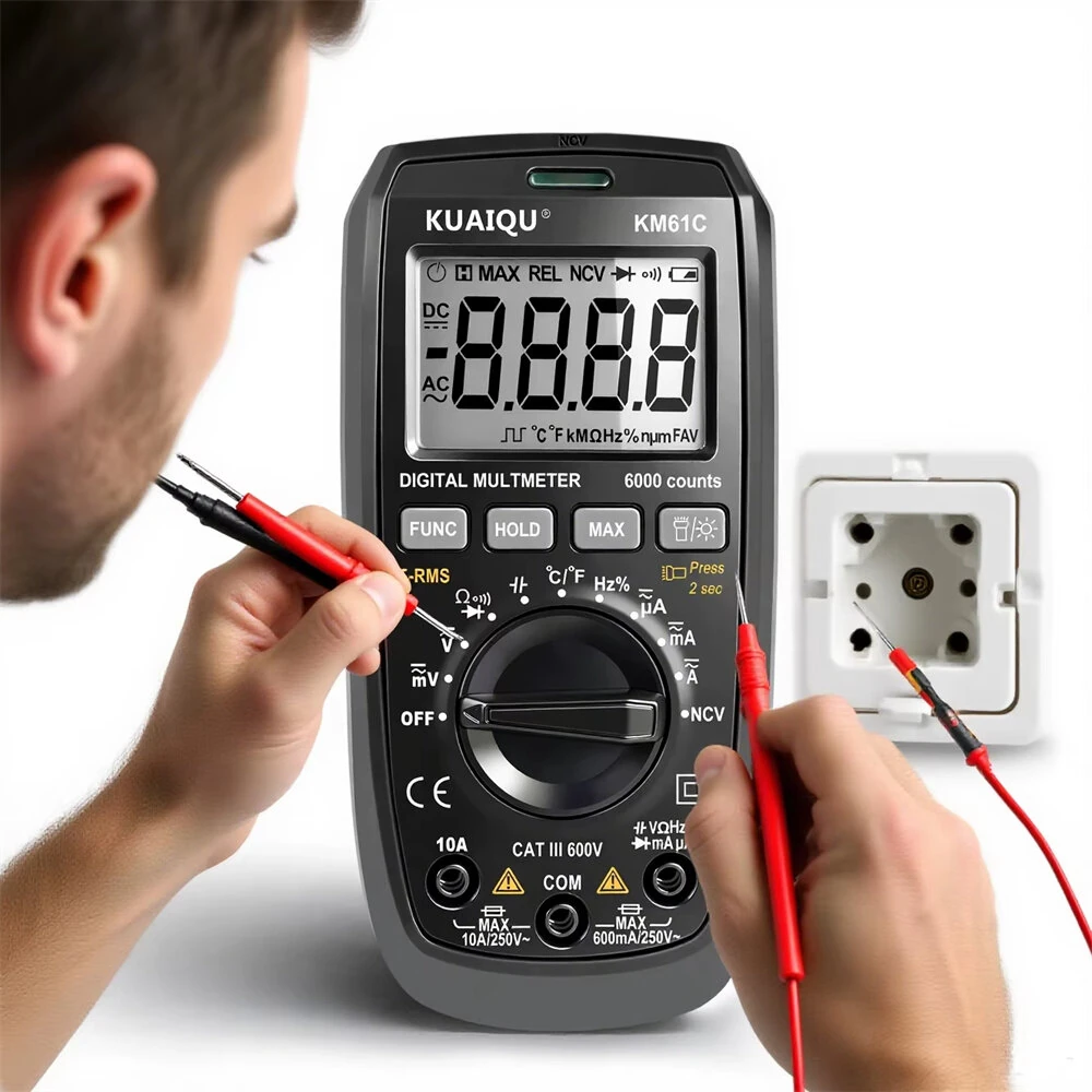 KUAIQU KM61B/KM61C True RMS Multimeter | 6000 Count Auto-Range | AC/DC Voltage Current - Image 2