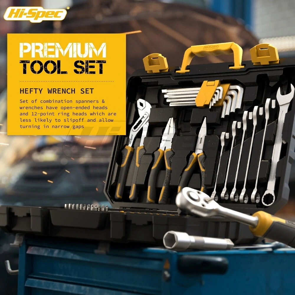 Hi-Spec 89pc Professional Mechanic Tool Set | 1/2 & 1/4 Socket Wrench Kit with Toolbox - Image 4
