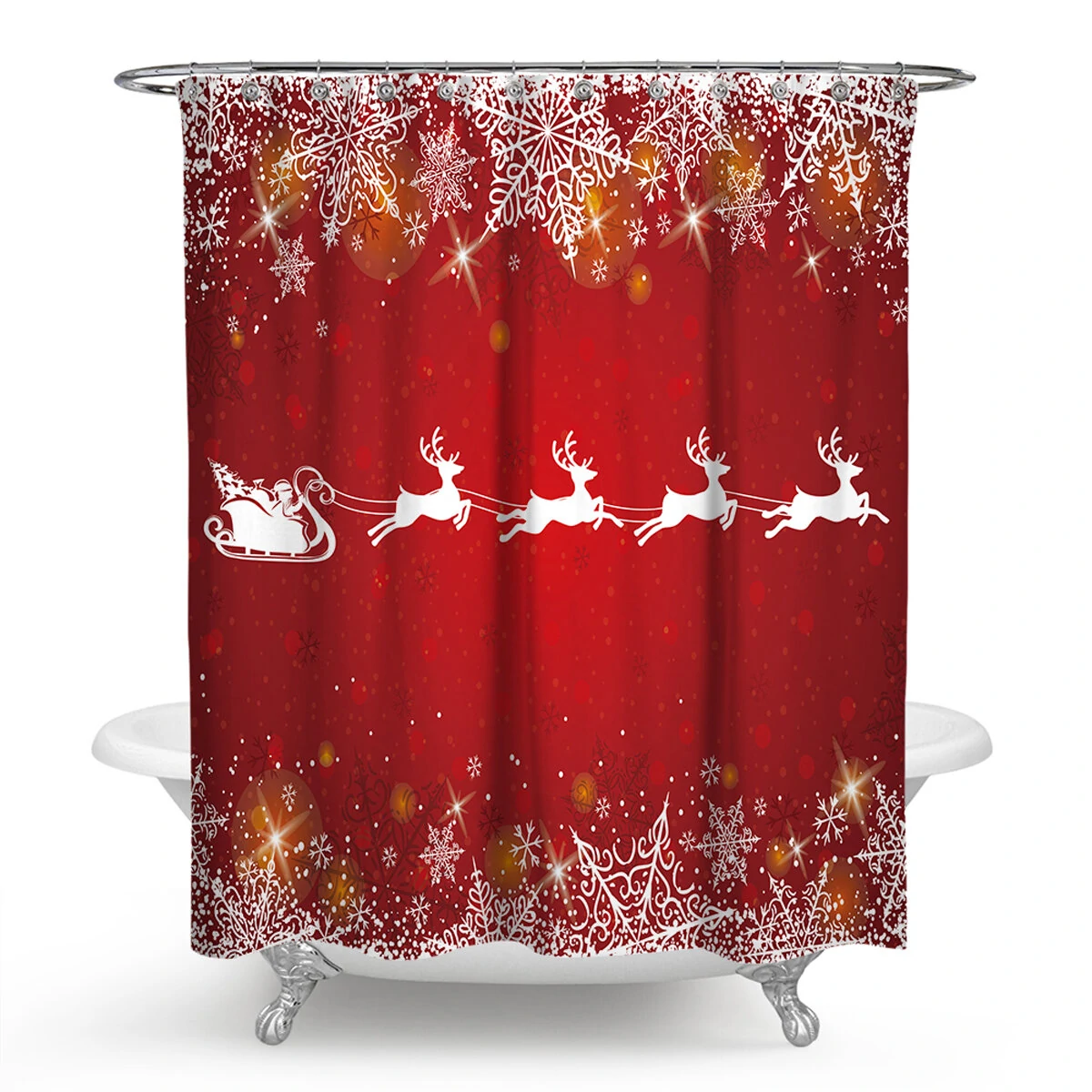 Christmas Decorations Shower Curtain Mat - 180x180cm Anti-Slip Bathroom Rug - Image 5