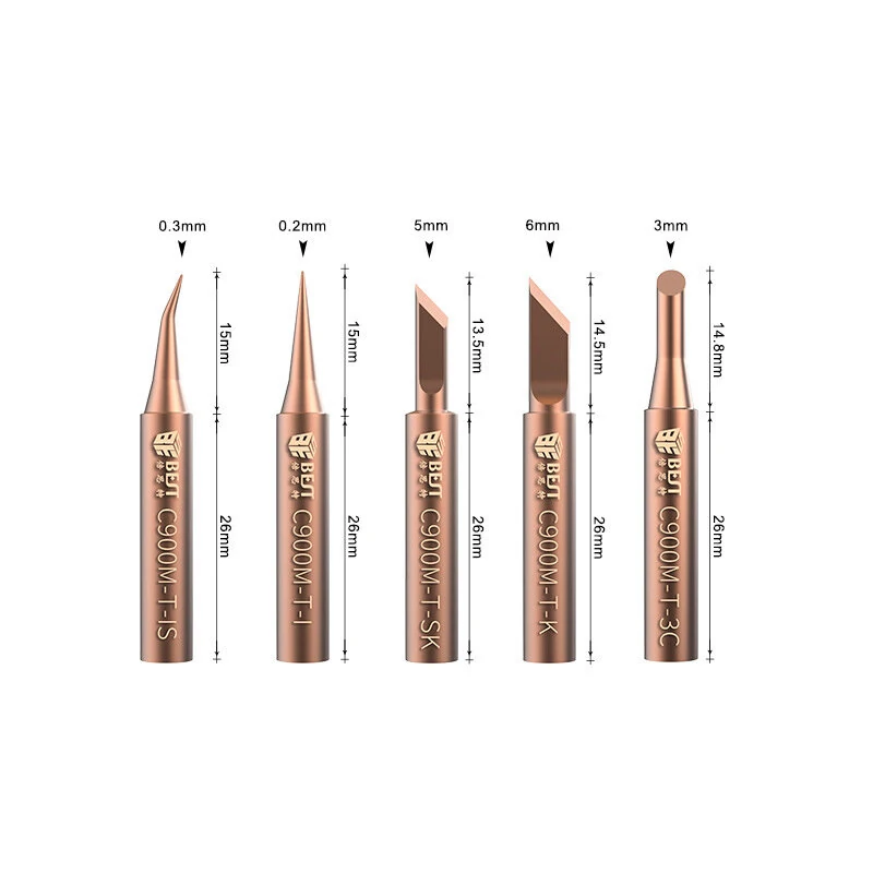 BEST C900M-T 5Pcs Soldering Iron Tips Kit - Oxygen-Free Copper & Non-Stick - Image 4