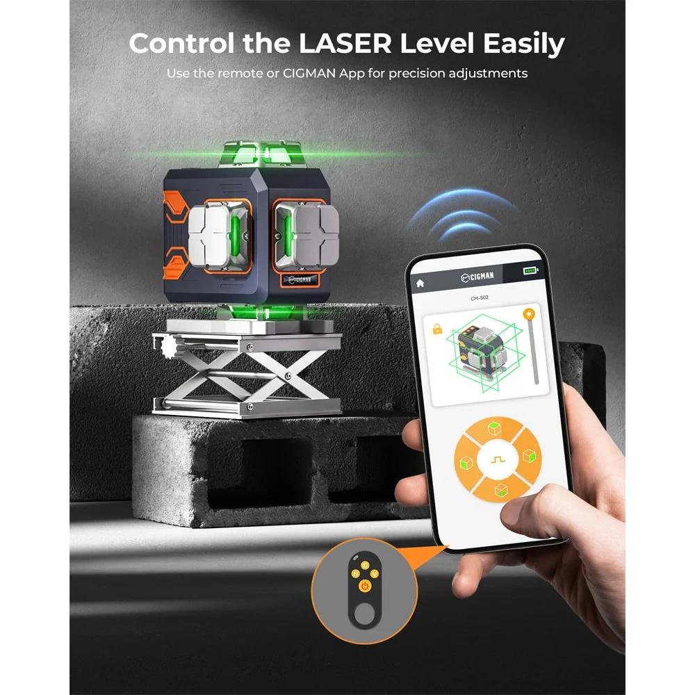 CIGMAN CM-S02 Green Cross Line Laser Level | Self-Leveling & Remote Control - Image 5