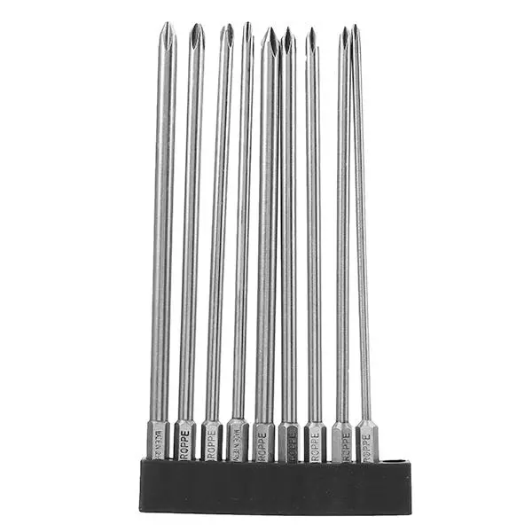 Broppe 9pcs Magnetic Screwdriver Bits - Phillips Cross Head - 150mm Long Hex Shank - Image 4
