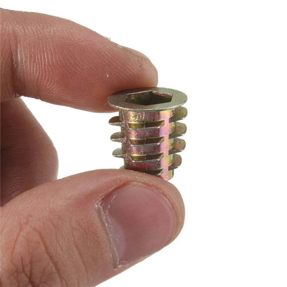 50Pcs M8 Zinc Alloy Furniture Screws | Hex Drive Head Nut Threaded Wood Insert - Image 4