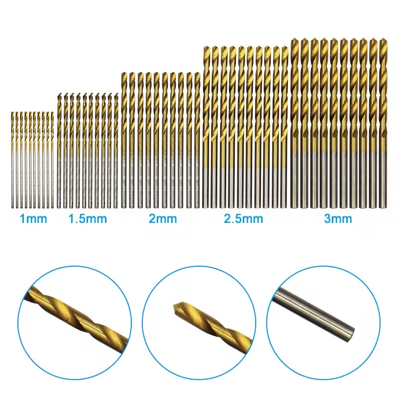 Titanium Drill Bit Set 50PCS 1-3mm | High Wear Resistance for Woodworking & DIY - Image 4
