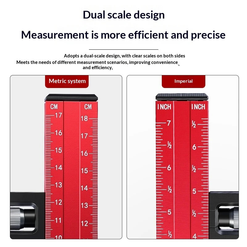 RUITOOL Aluminum Alloy Woodworking Marking Gauge - Dual Scale Laser Engraved | Adjustable 180mm 360mm 640mm - Image 2