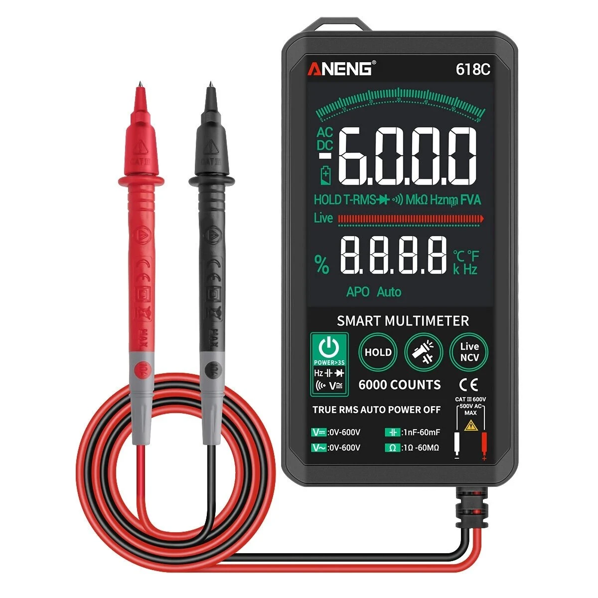 ANENG Smart Touch Digital Multimeter - Auto-Ranging Voltmeter Ohmmeter Tester - Image 3
