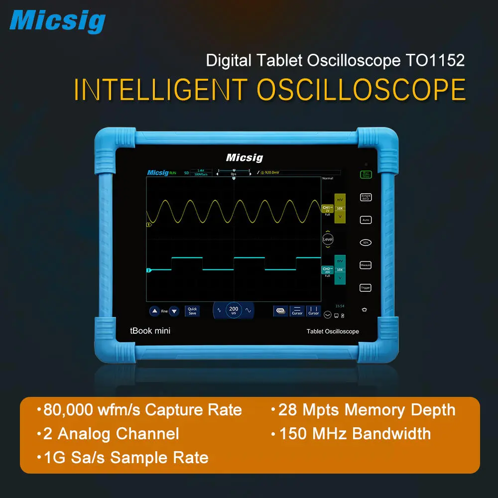 Micsig TO1152 Tablet Oscilloscope - 150MHz 2CH | 1G Sa/s Automotive Kit - Image 4