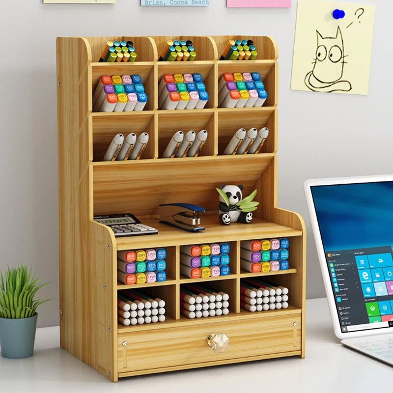 Desktop Organizer | Pen & Pencil Holder with Brush Storage - Office Tool Box - Image 3