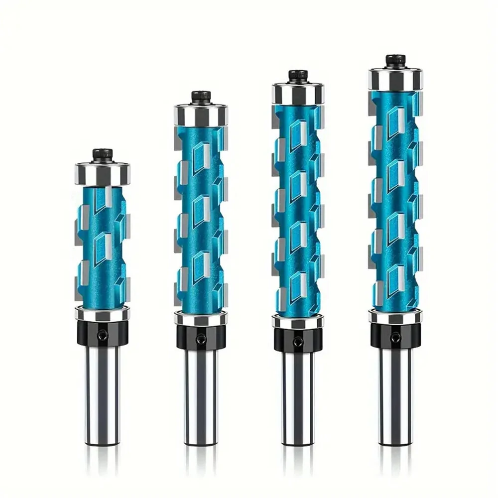 Blue Precision Spiral Flush Trim Router Bit Set - 1/2in & 12mm Shank | Double Bearings - Image 2