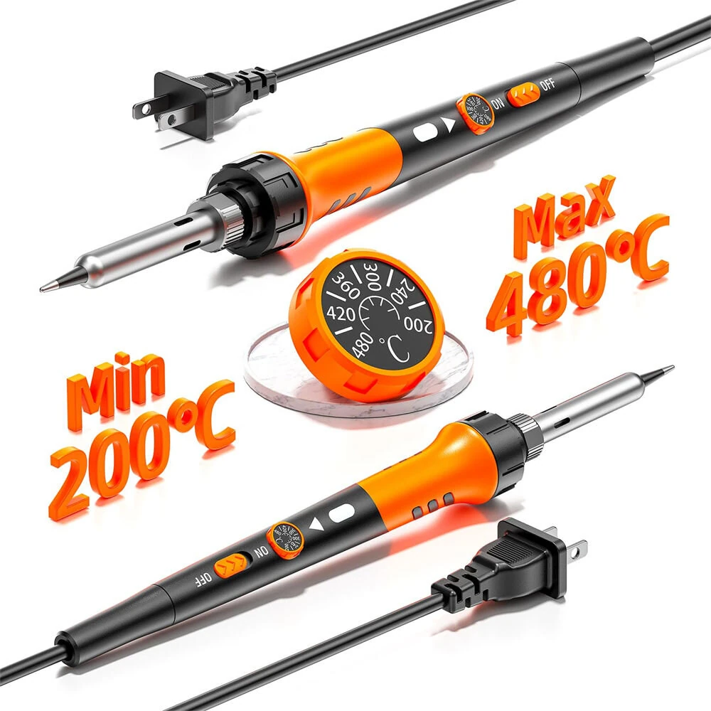 12Pcs Soldering Iron Premium Kit | 60W Adjustable Temperature 200-450°C | Ceramic Heater - Image 2