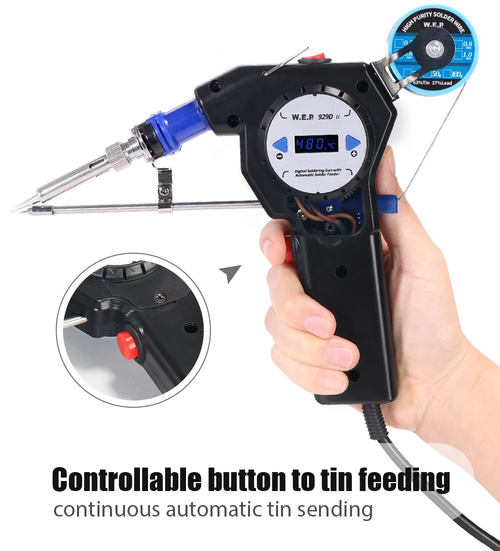 WEP 929D-II Digital Display Soldering Iron | One-Hand Operation & Auto Feed - Image 5
