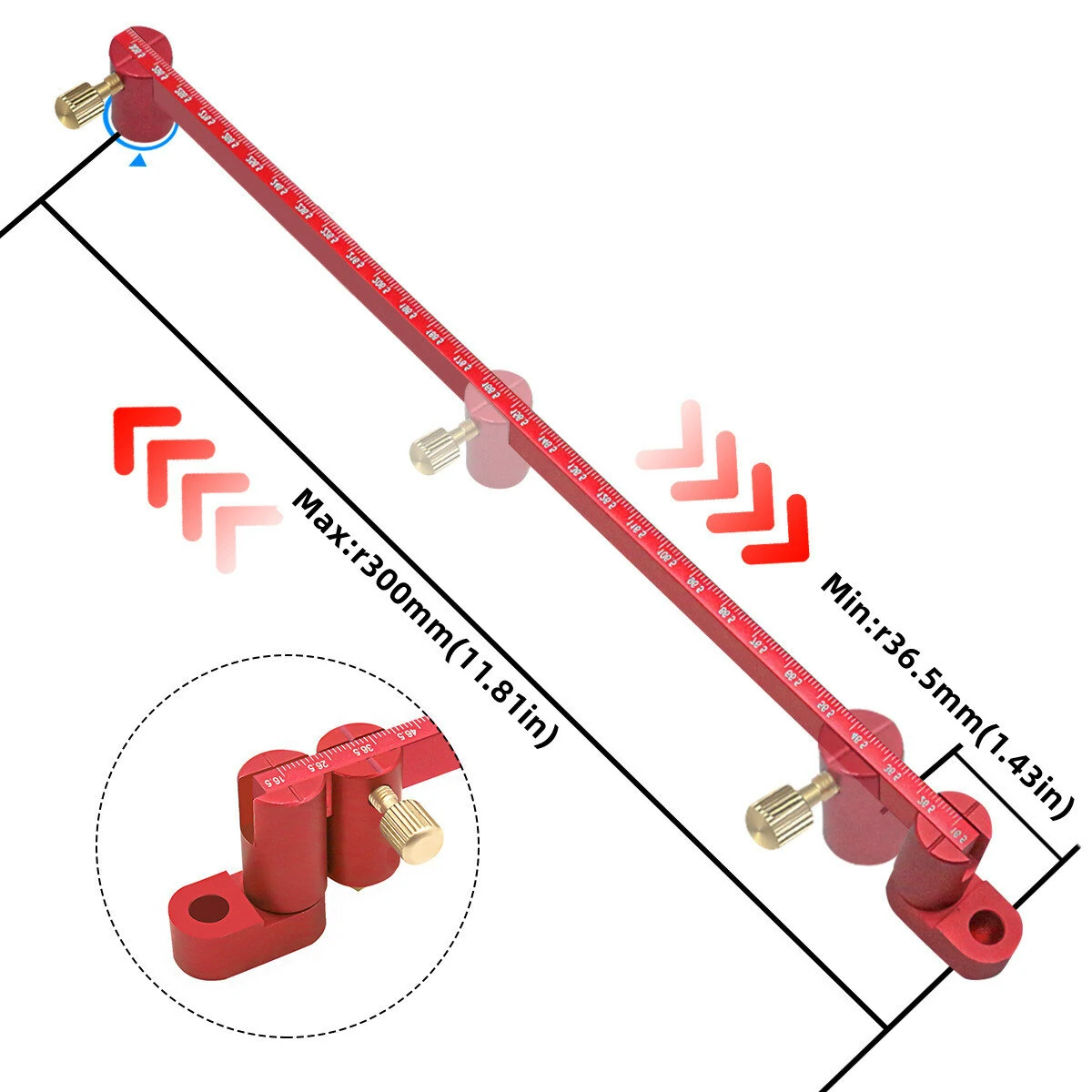 Adjustable Drawing Circle Ruler - 300mm Aluminum Alloy - Woodworking & Crafts Tool - Image 4